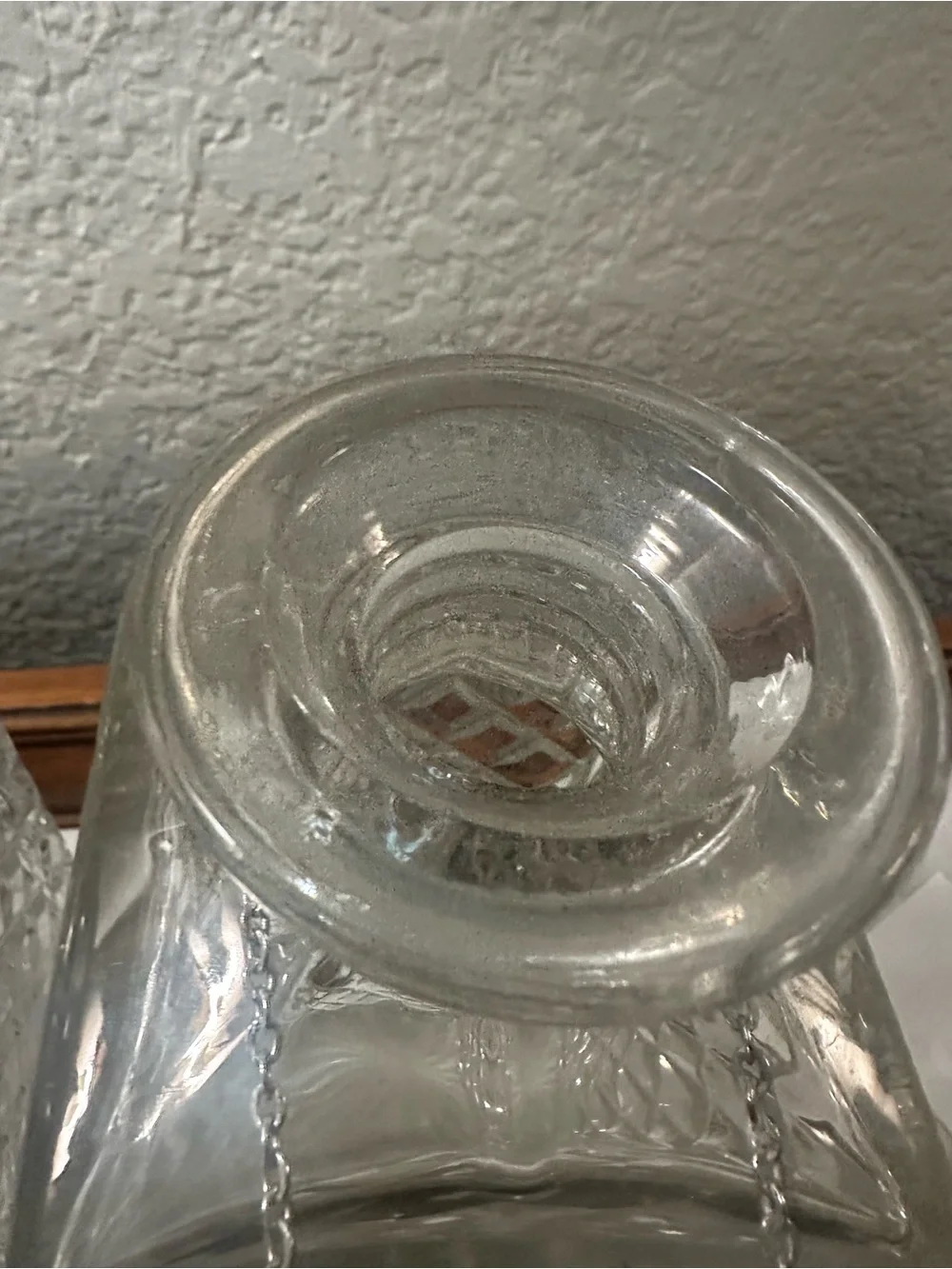 Cut Glass Square Decanters with Silver Labels - Clear Crystal